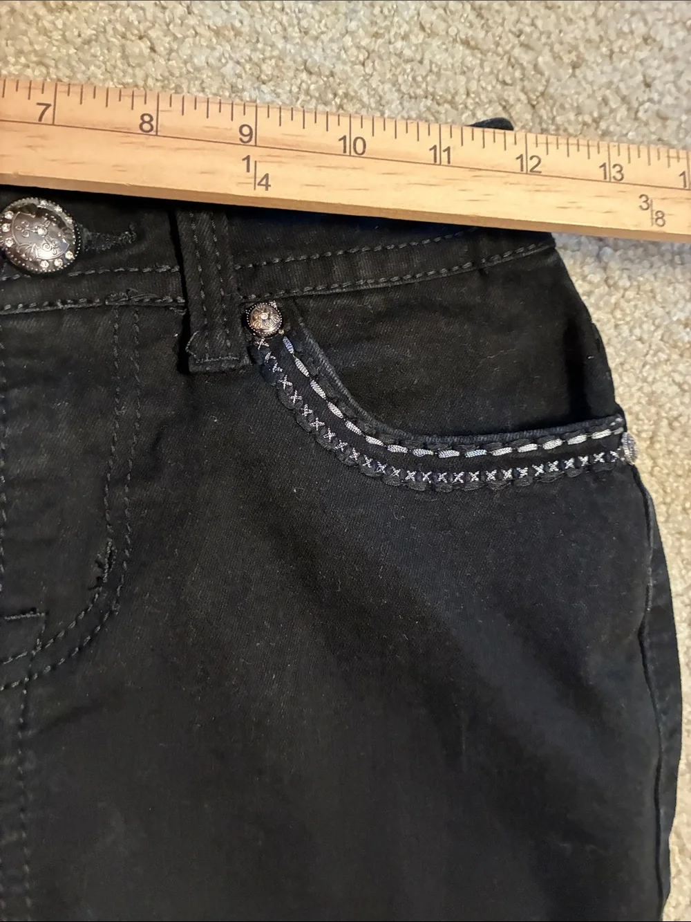 Lamasini Black Boot Cut Jeans Bling Embroidered Embellished Western Stretch Sz 3